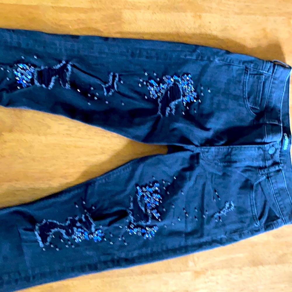 Express black embellished boy fit jeans